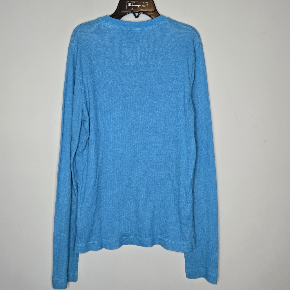 Vtg Hollister Turquoise Waffle Knit Thermal Top ‎ Longline Y2K Surf Skater Large - Picture 6 of 7